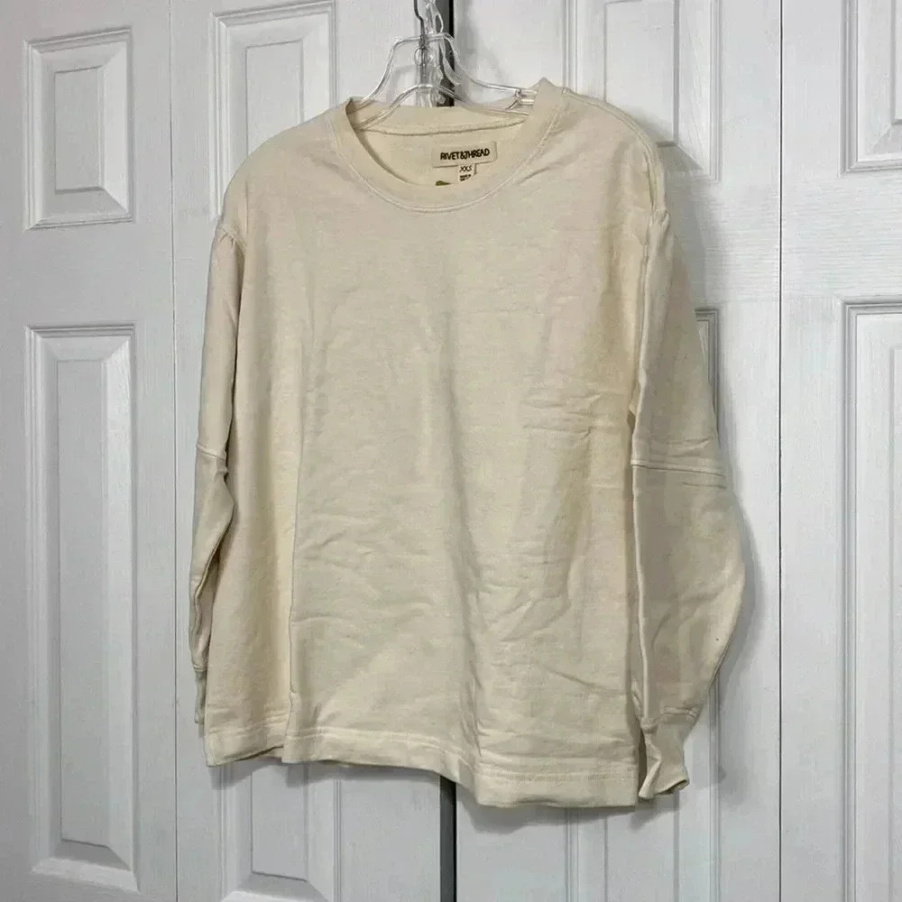 J crew Rivet & Thread cream cotton sweatshirt top shirt NWT